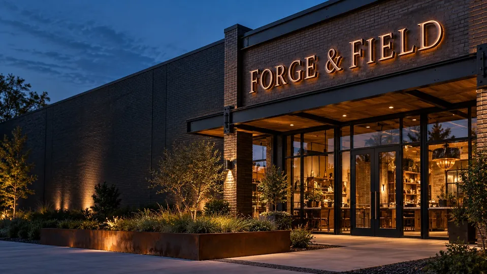 Spartanburg illuminated building signs — dimensional storefront lettering on brick